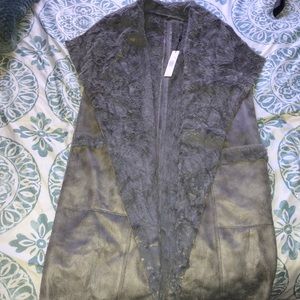 NEW Tahari Faux Fur & Leather Anika Vest!